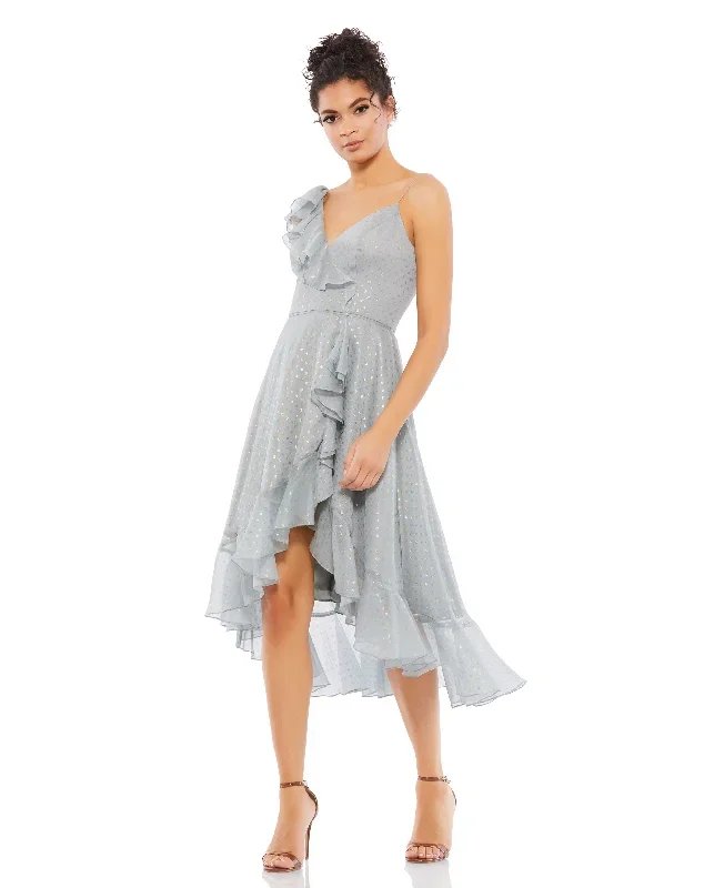 Ruffled Faux Wrap Midi Dress - FINAL SALE