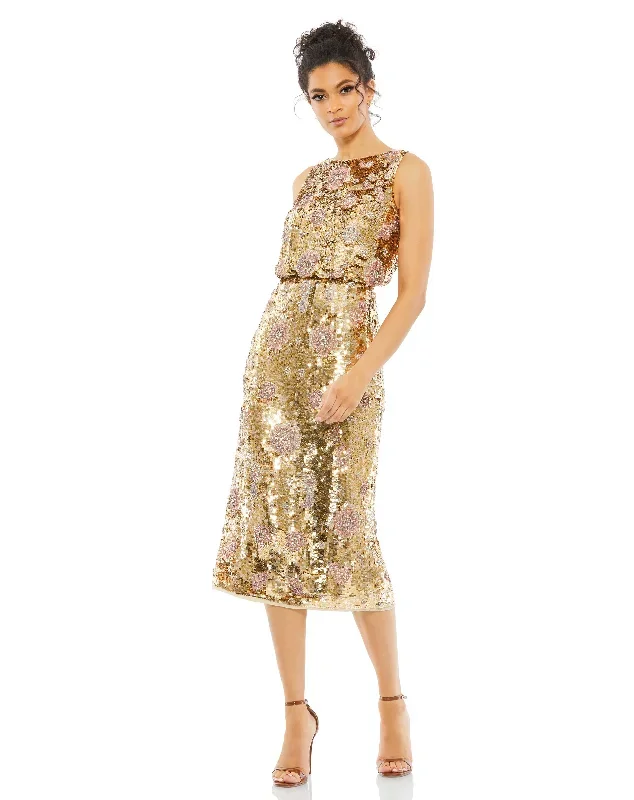 Hand Beaded High Neck Midi Dress - FINAL SALE