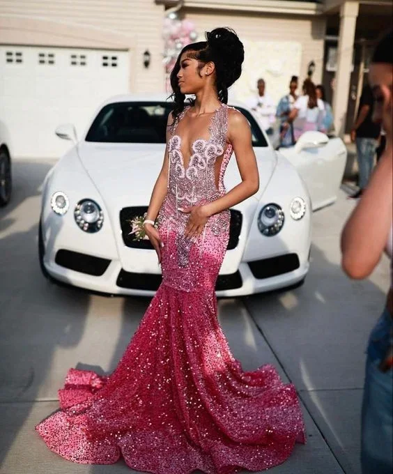 beautiful-pink-sequin-beaded-mermaid-evening-dress-prom-dress-1