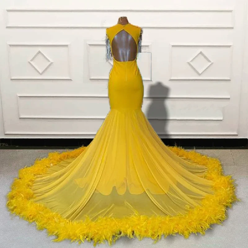 black-girls-beaded-feathers-mermaid-long-prom-dresses-2023-for-graduation-party-luxury-yellow-women-custom-formal-evening-gown