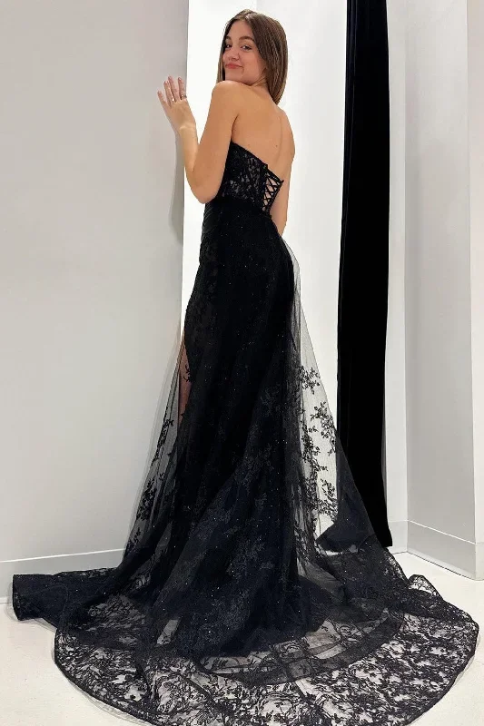 black-lace-strapless-long-formal-dress-with-attached-train