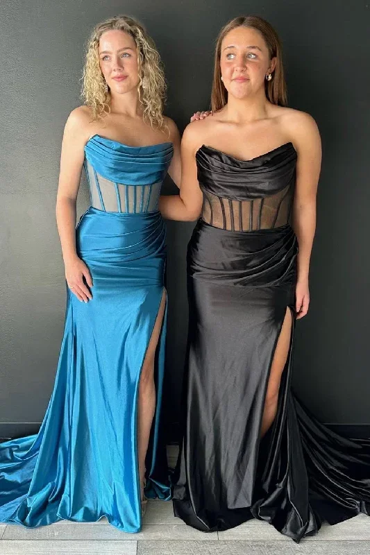 black-strapless-sheer-bodice-mermaid-long-formal-dress