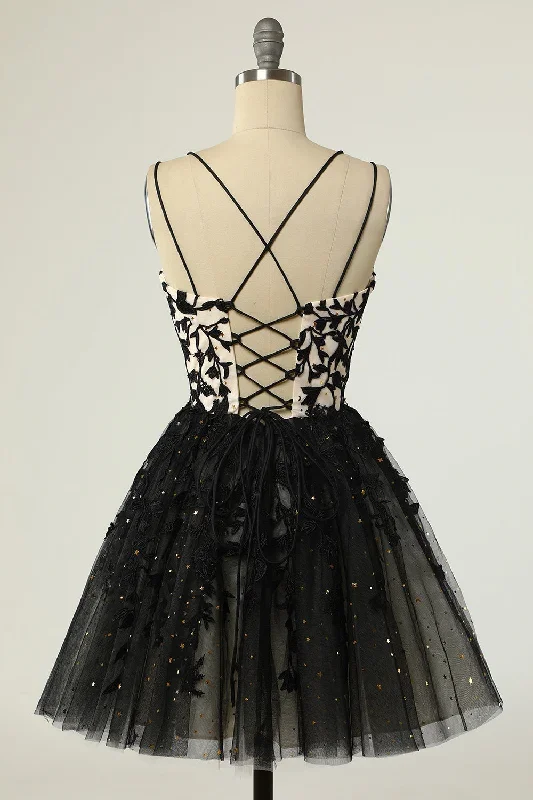 black-tulle-floral-lace-a-line-short-homecoming-dress