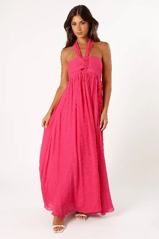 Everdeen Halterneck Maxi Dress - Fuchsia