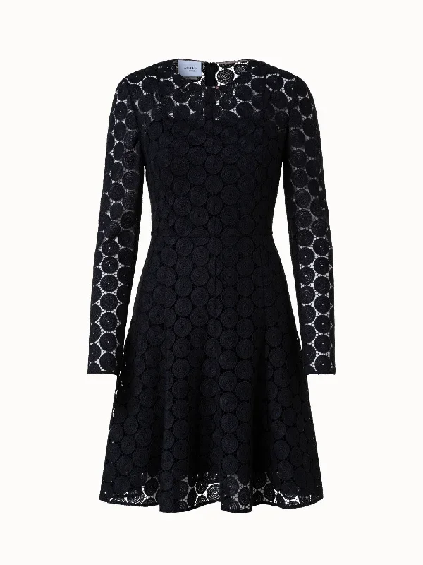 Fit and Flare Dress in Dot Embroidery