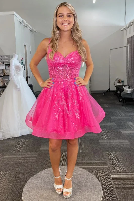 hot-pink-tulle-sequin-lace-up-a-line-short-dress