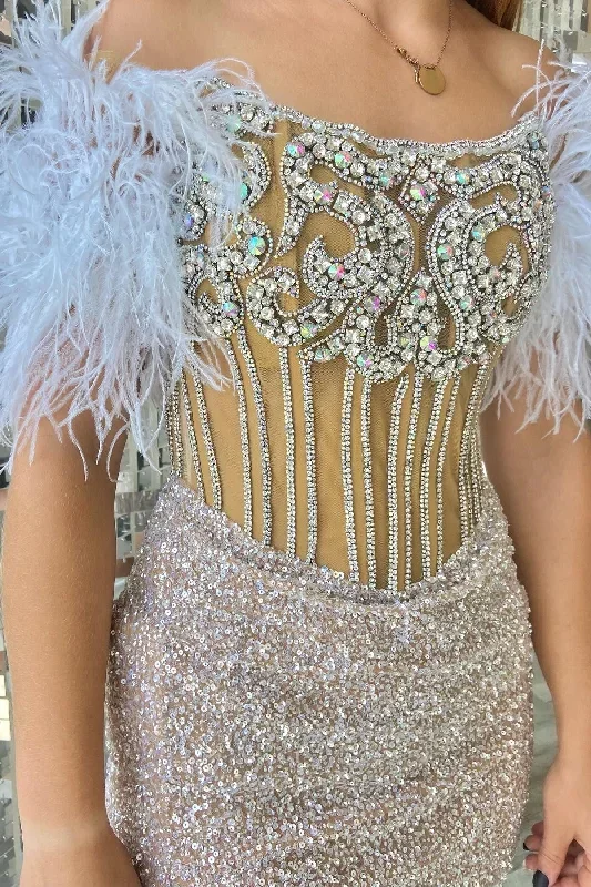 silver-sequin-off-the-shoulder-beaded-short-dress-with-feathers